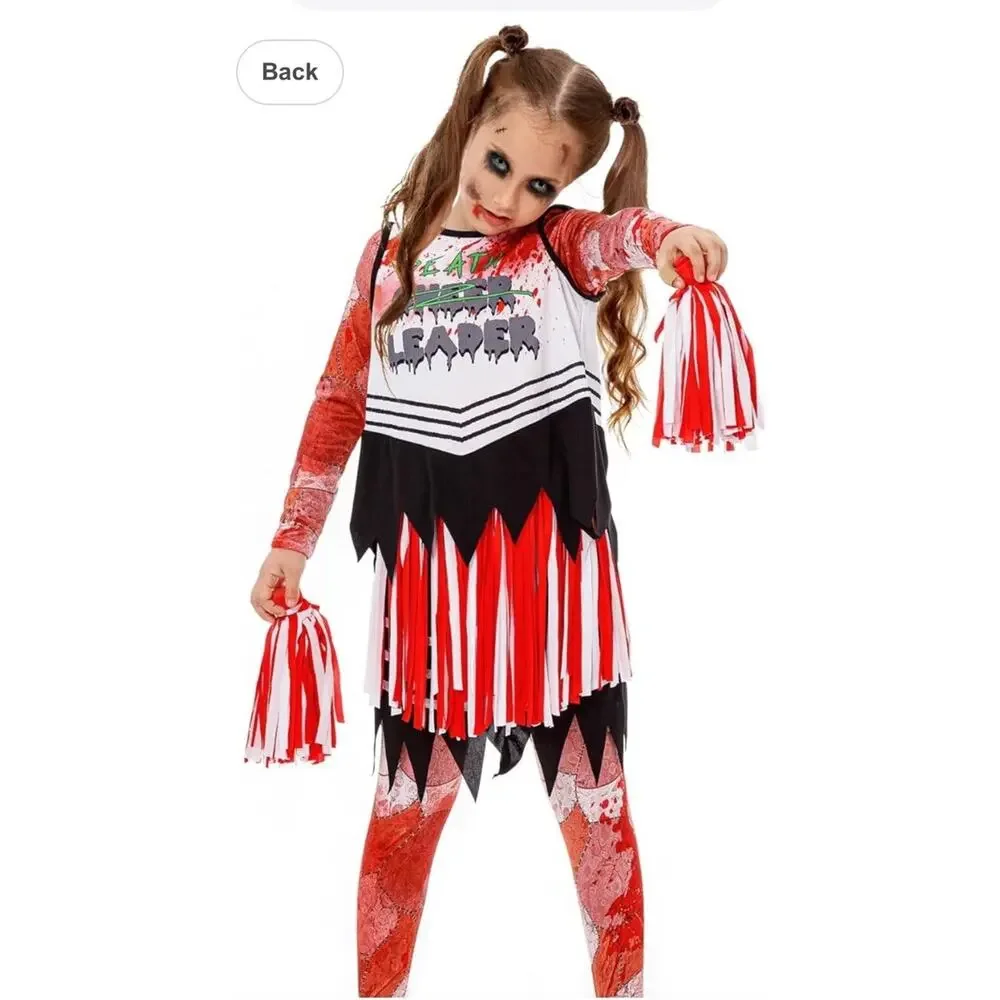 Girls‎ Death Cheerleader Zombie Halloween Costume Child Size 5-7 READ
